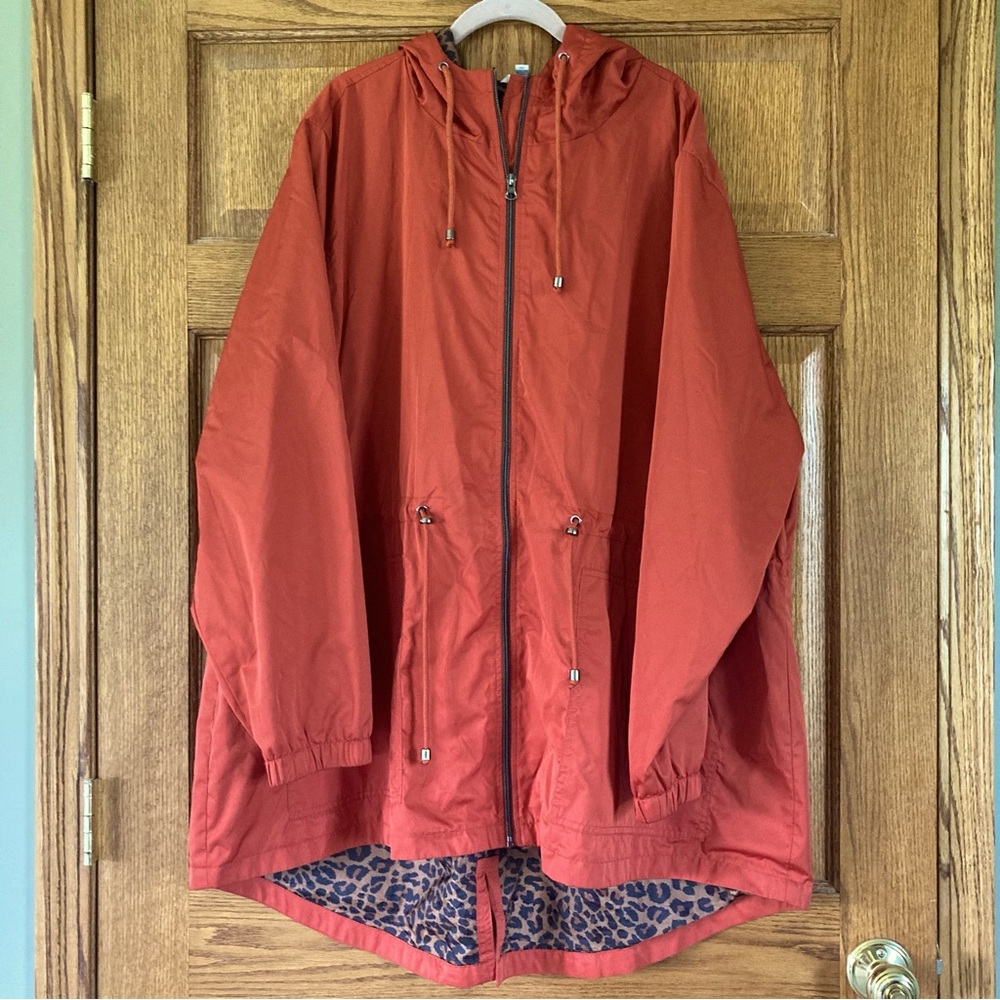 Time & Tru Orange Zip-up Windbreaker Jacket 3X (24W-26W)